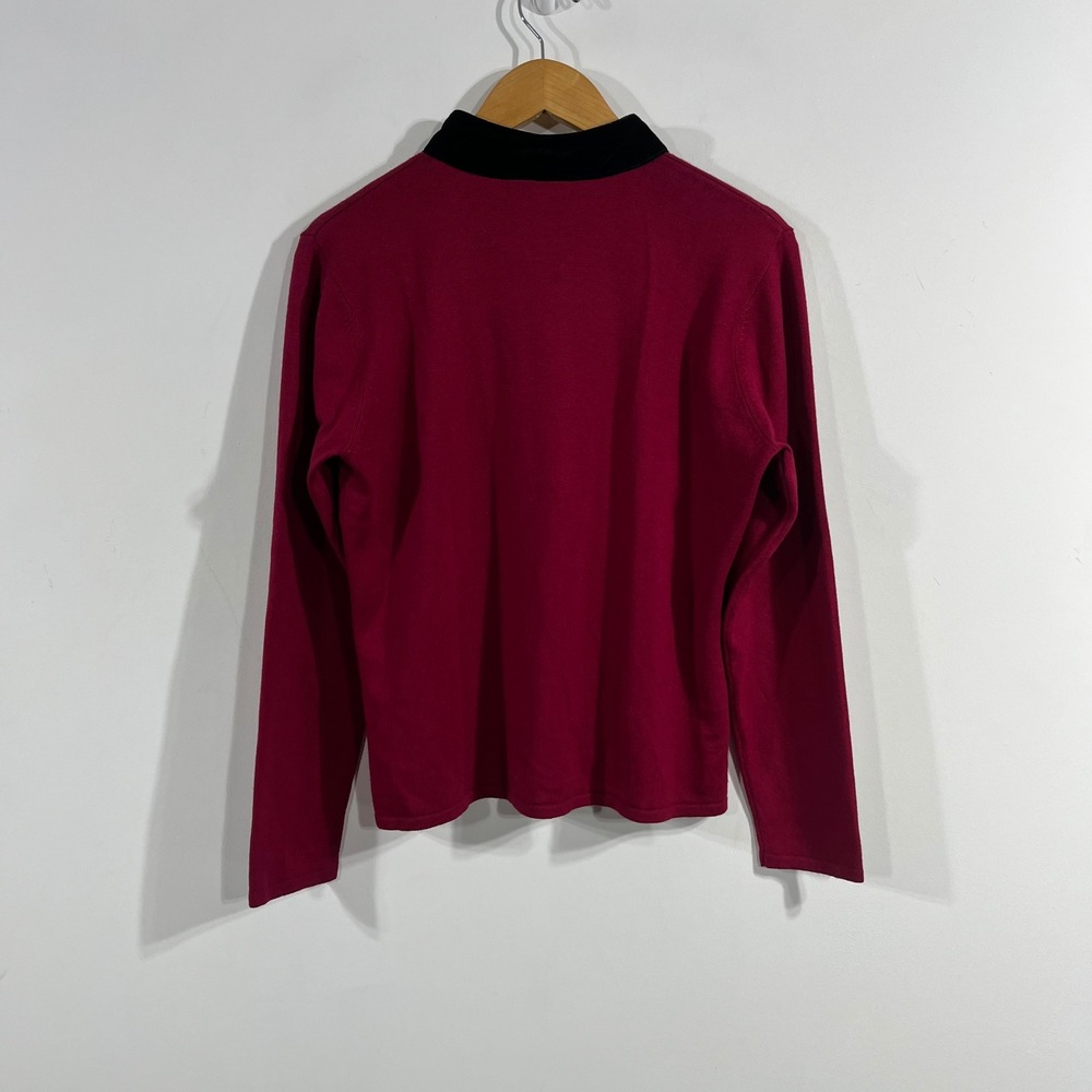 Talbots VTG Old Money Silk Cashmere Cardigan Sweater Velvet Peter Pan Collar Med - Picture 5 of 8